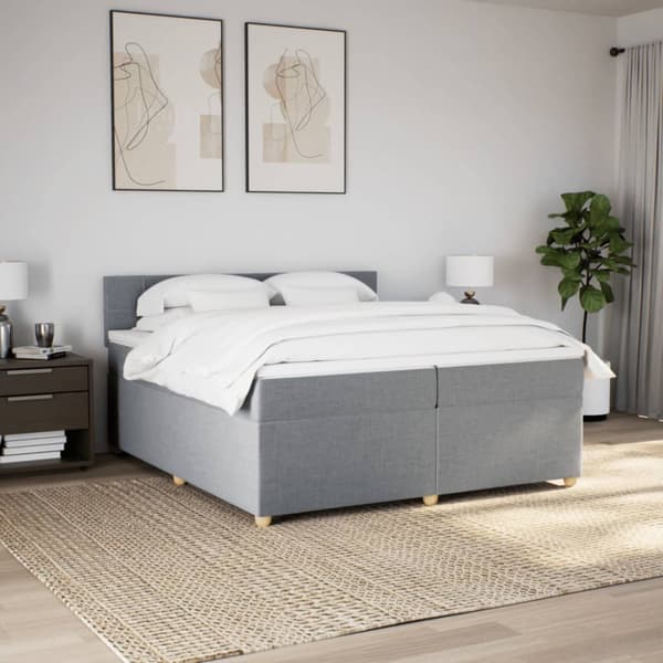 vidaXL Ramsäng med madrass ljusgrå 200x200 cm tyg Grå