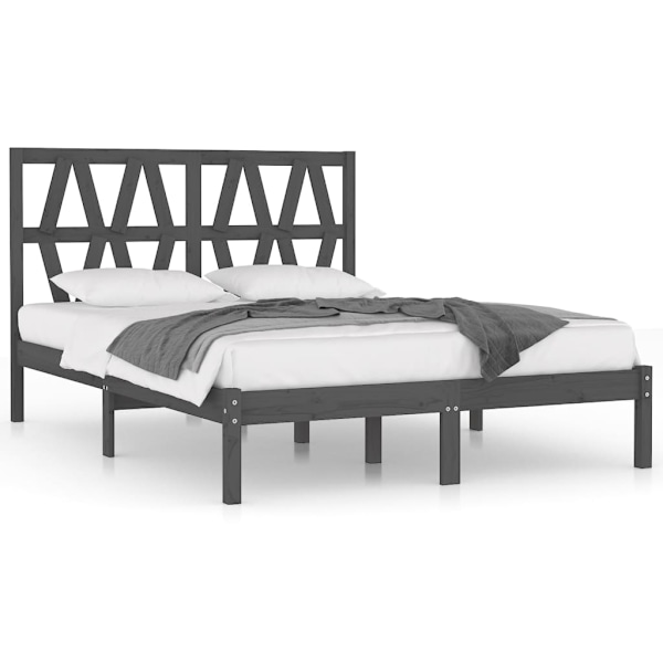 vidaXL Sängram grå massiv furu 120x200 cm Grå