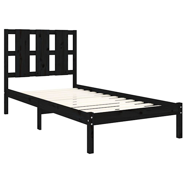 vidaXL Sängram svart massiv furu 100x200 cm enkelsäng Svart