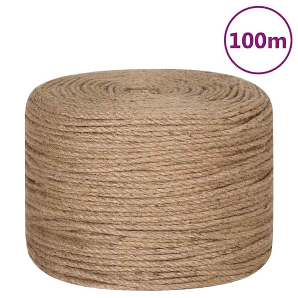 vidaXL Juterep 100 m lång 4 mm tjock Brun