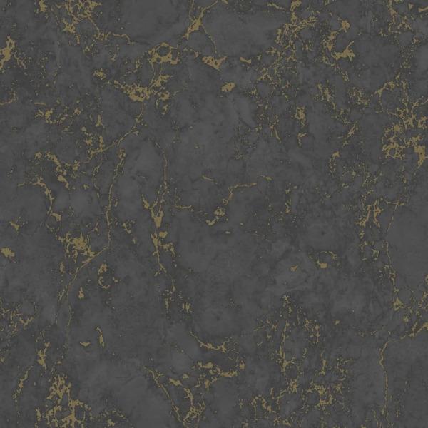 DUTCH WALLCOVERINGS Tapet marmor svart och guld multifärg