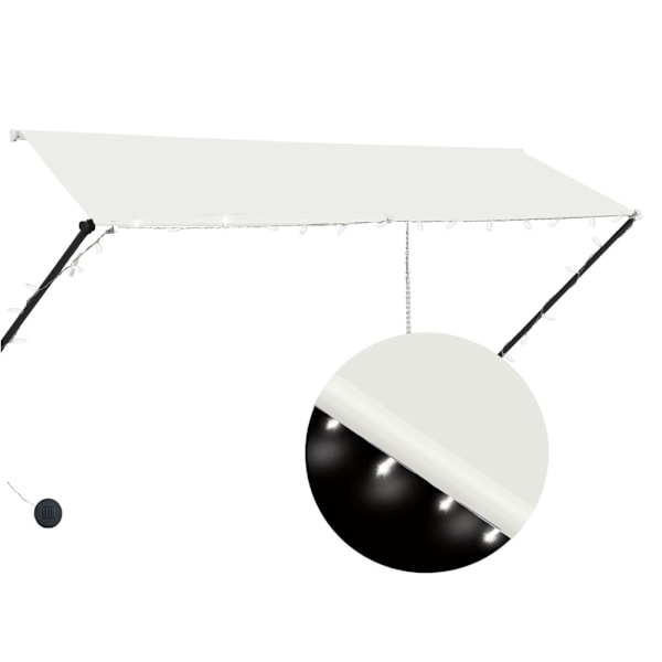 vidaXL Markis med LED 300x150 cm gräddvit Creme