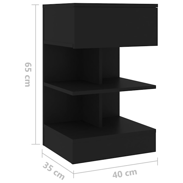 vidaXL Sängbord svart 40x35x65 cm konstruerat trä Svart