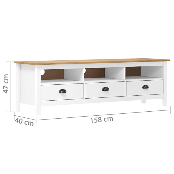 vidaXL TV-bänk Hill vit 158x40x47 cm massiv furu Vit
