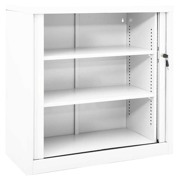 vidaXL Dokumentskåp med skjutdörr vit 90x40x90 cm stål Vit