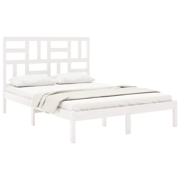 vidaXL Sängram vit massivt trä 120x190 cm Vit