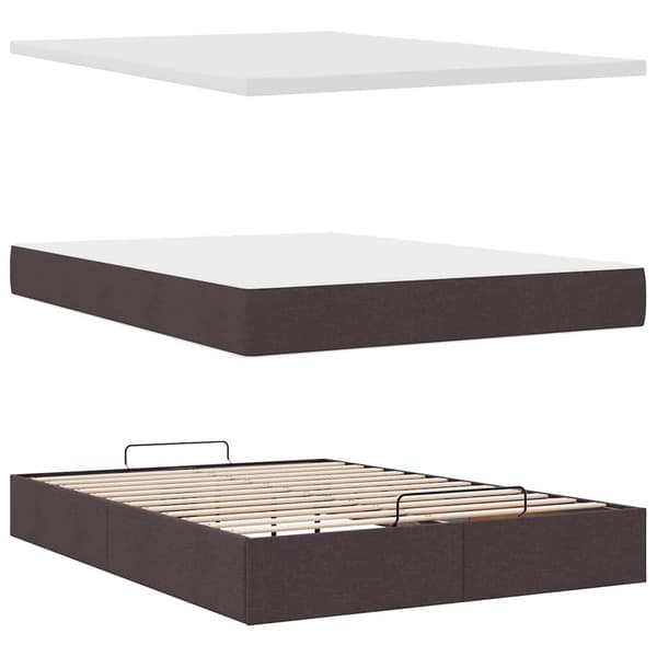 vidaXL Ottoman sängram med madrass mörkbrun 140x200 cm tyg Brun
