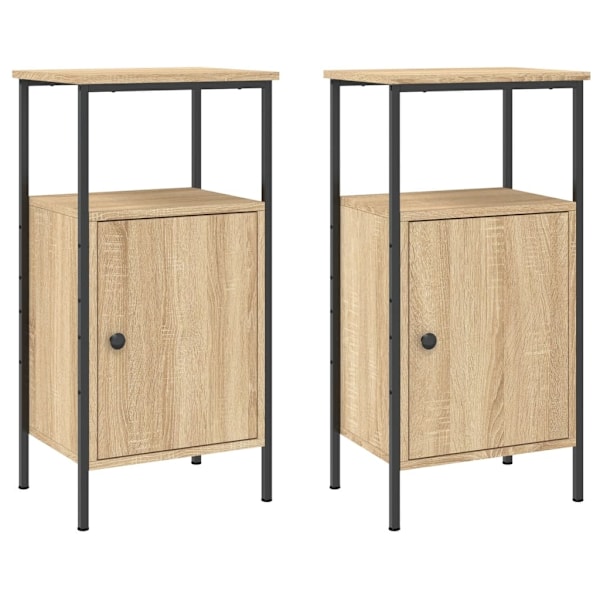 vidaXL Sängbord 2 st sonoma-ek 41x31x80 cm konstruerat trä Brun