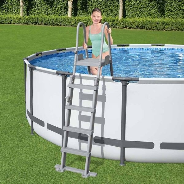 Bestway Poolstege Flowclear 4 steg 132 cm grå