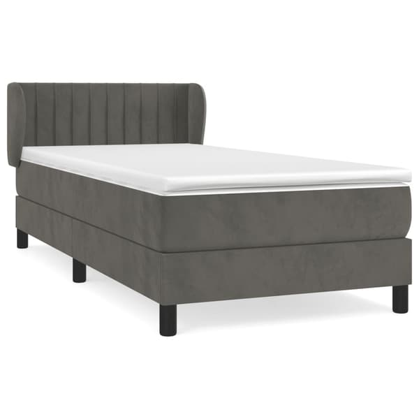vidaXL Ramsäng med madrass mörkgrå 90x190 cm sammet Grå