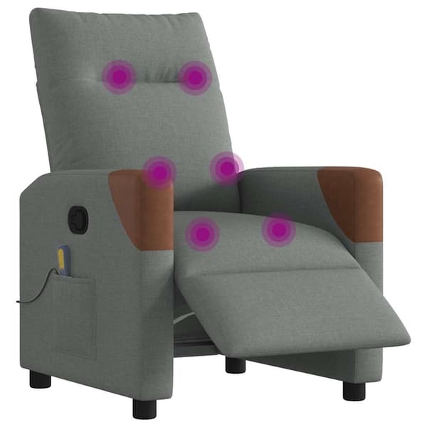 vidaXL Elektrisk massagefåtölj mörkgrå tyg Grå
