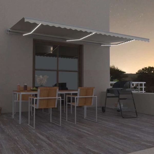 vidaXL Automatisk markis med vindsensor & LED 600x300 cm gräddvit Creme