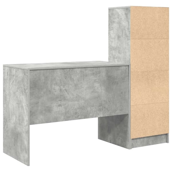 vidaXL Skrivbord med låda 2 pcs Betonggrå Grå