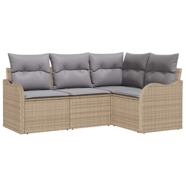 vidaXL Trädgårdsoffset 4 pcs Beige konstrotting Beige