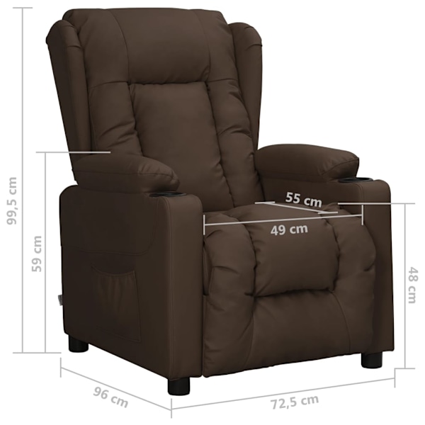 vidaXL Reclinerfåtölj brun konstläder Brun