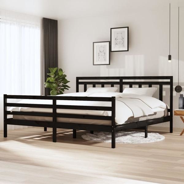vidaXL Sängram svart massivt trä 200x200 cm Svart