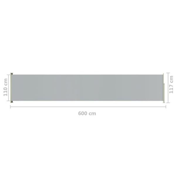 vidaXL Infällbar sidomarkis 117x600 cm grå grå
