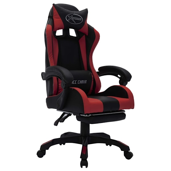vidaXL Gamingstol med RGB LED-lampor vinröd och svart konstläder multifärg