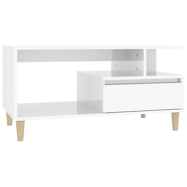 vidaXL Soffbord vit högglans 90x49x45 cm konstruerat trä Vit