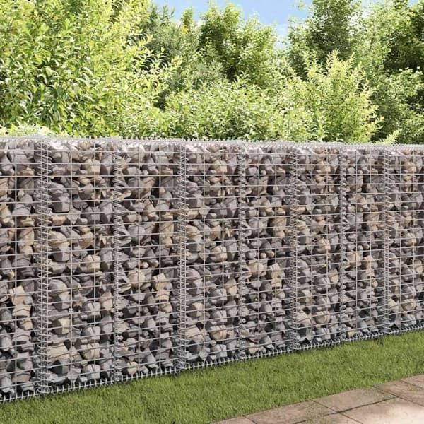 vidaXL Gabionmur i galvaniserat stål 20x20x100 cm Silver