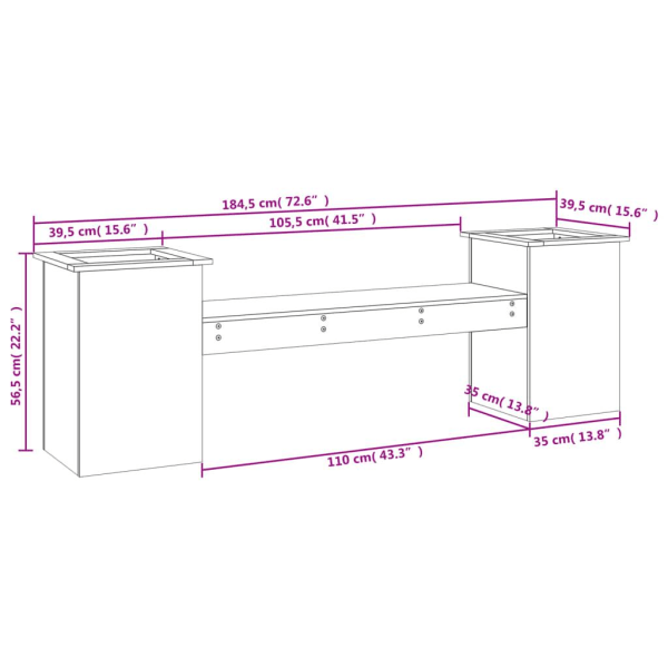 vidaXL Odlingslåda vit 184,5x39,5x56,5 cm massiv furu Vit