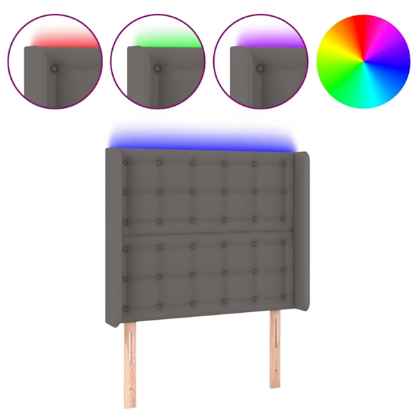 vidaXL Sänggavel LED grå 103x16x118/128 cm konstläder Grå