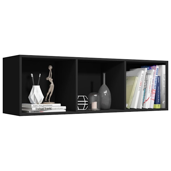 vidaXL Bokhylla/tv-bänk svart 36x30x114 cm konstruerat trä Svart