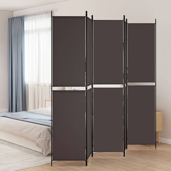 vidaXL Rumsavdelare 5 paneler brun 250x220 cm tyg Brun