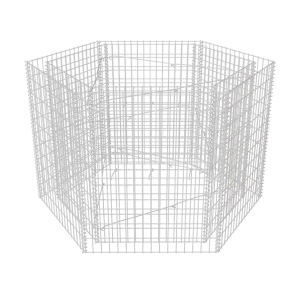 vidaXL Hexagonal planteringsgabion upphöjd 160x140x100 cm Silver