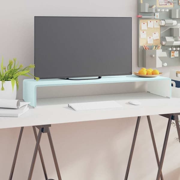 vidaXL TV-bord glas vit 90x30x13 cm Vit