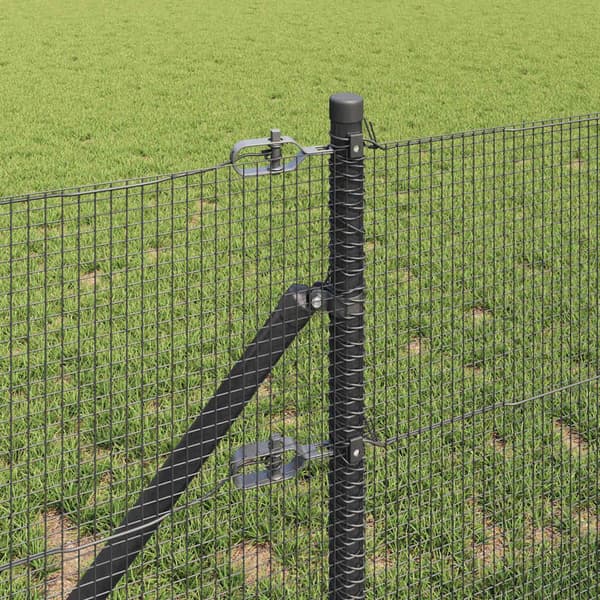 vidaXL Svetsat trådgaller markfäste 25 x 0,8 m PVC-belagda stål Grå Grå