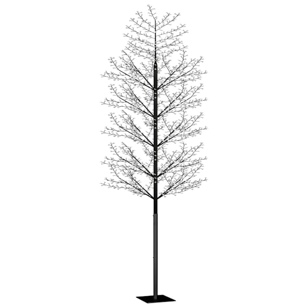 vidaXL Plastgran 2000 LED körsbärsblommor blåvitt ljus 500 cm Svart