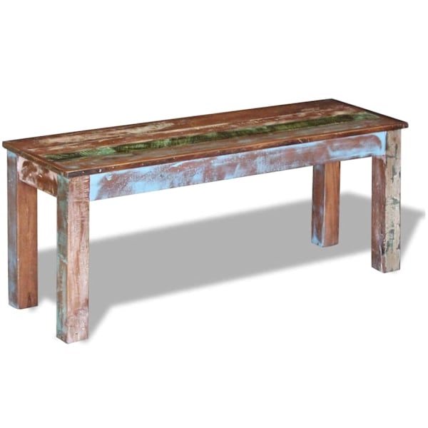 vidaXL Bänk i massivt återvunnet trä 110x35x45 cm multifärg