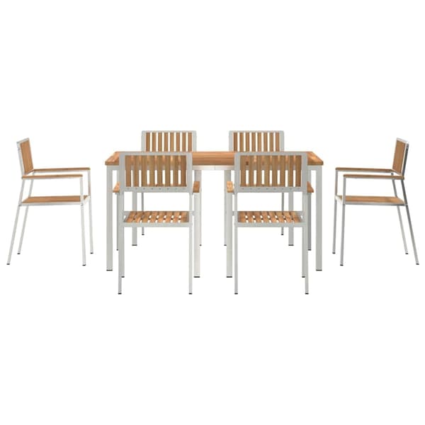 vidaXL Utomhusmatbord 7 st 150 x 90 x 75 cm Brun