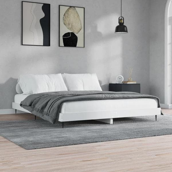 vidaXL Sängram vit 160x200 cm konstruerat trä Vit