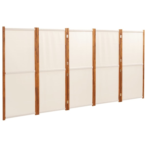 vidaXL Rumsavdelare 5 paneler gräddvit 350x180 cm Kräm