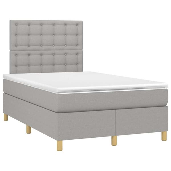 vidaXL Ramsäng med madrass ljusgrå 120x190 cm tyg Grå