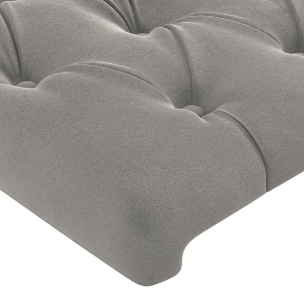 vidaXL Sänggavel LED ljusgrå 180x7x118/128 cm sammet Grå
