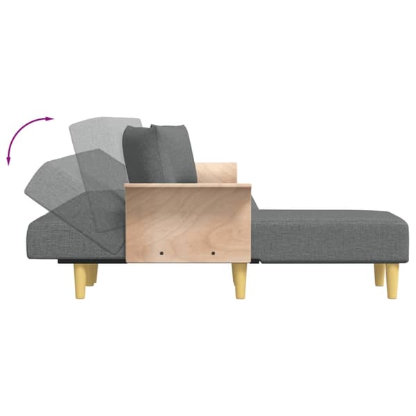 vidaXL L-formad bäddsoffa mörkgrå 279x140x70 cm tyg Grå