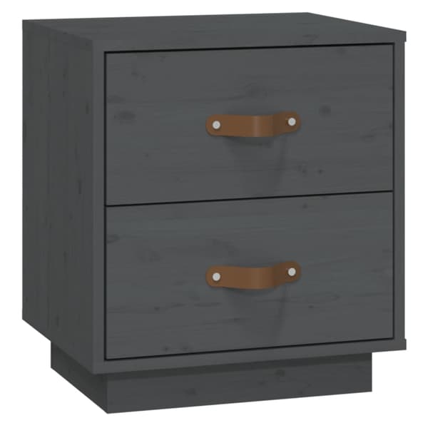 vidaXL Sängbord grå 40x34x45 cm massiv furu Grå