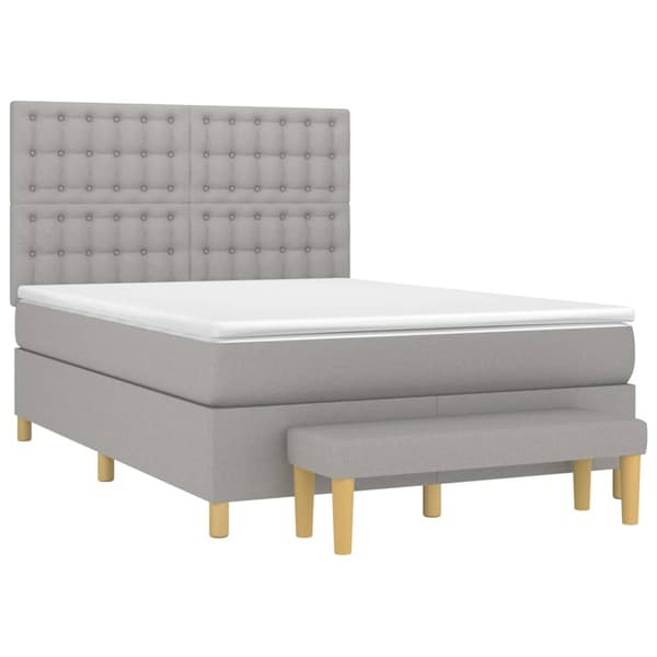 vidaXL Ramsäng med madrass ljusgrå 140x200 cm tyg Grå