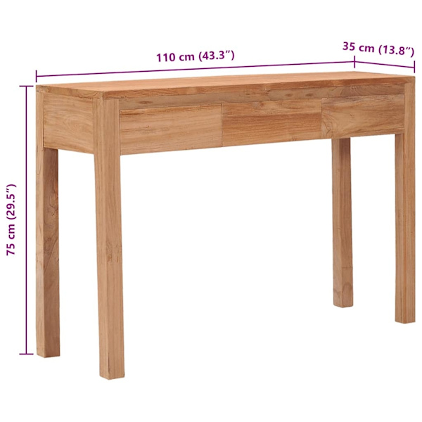 vidaXL Avlastningsbord 110x35x75 cm massiv teak Brun