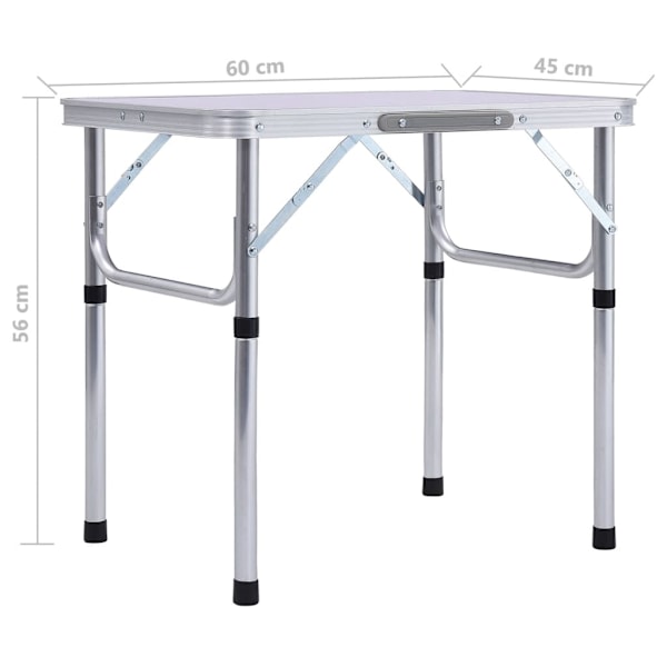 vidaXL Hopfällbart campingbord vit aluminium 60x45 cm Vit