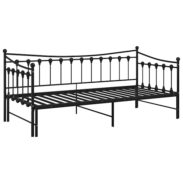 vidaXL Utdragbar sängram bäddsoffa svart metall 90x200 cm Svart