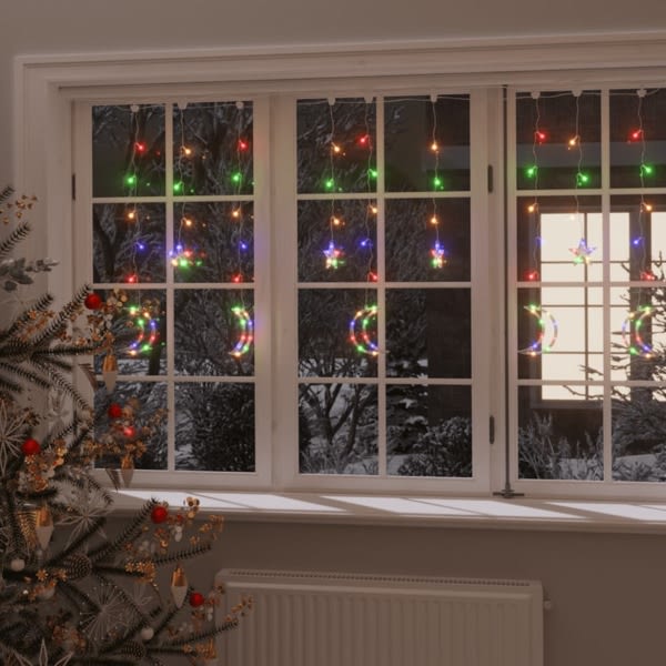 vidaXL Ljusgardin stjärnor och månar fjärrkontroll 138 LED flerfärgad multifärg