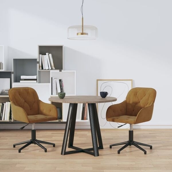 vidaXL Snurrbara matstolar 2 st brun sammet Brown