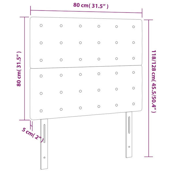 vidaXL Sänggavel LED cappuccino 80x5x118/128 cm konstläder Brun
