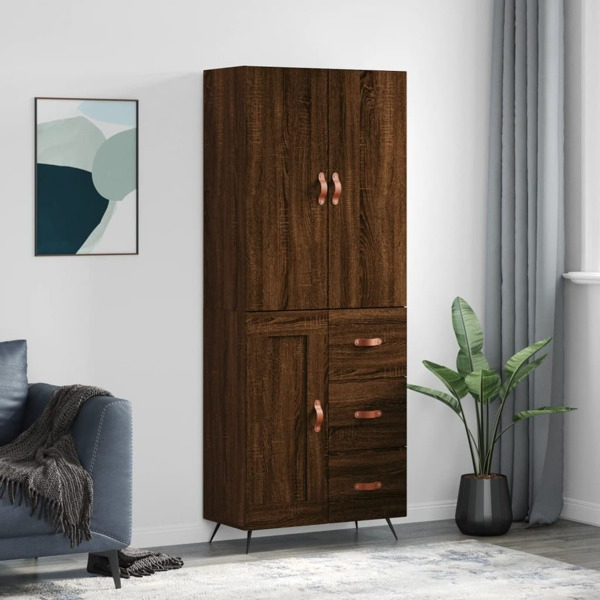 vidaXL Högskåp brun ek 69,5x34x180 cm konstruerat trä Brun