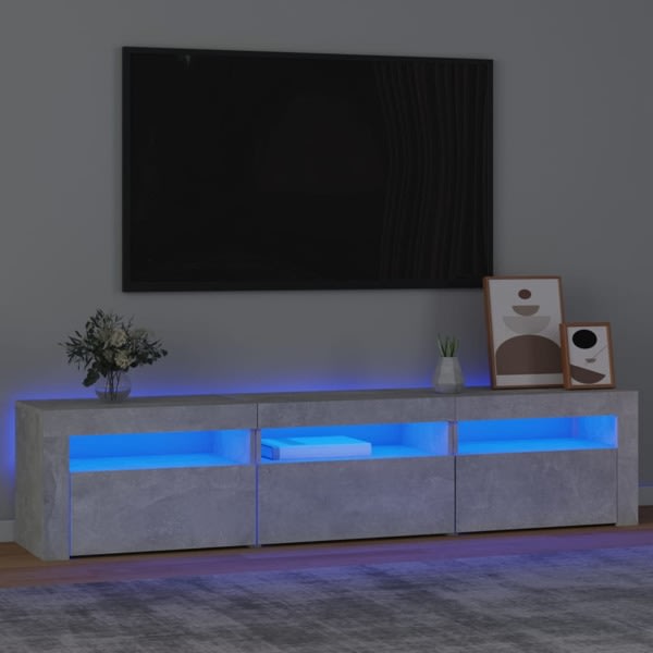 vidaXL Tv-bänk med LED-belysning betonggrå 180x35x40 cm Grå