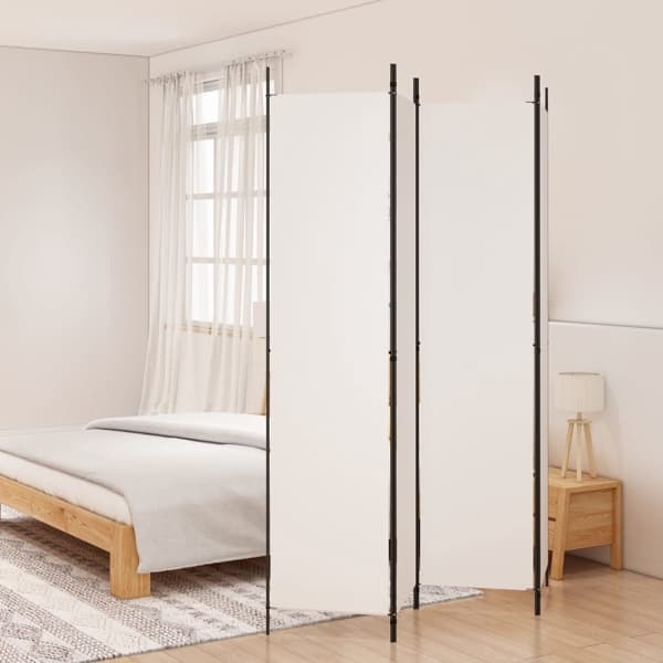 vidaXL Rumsavdelare 4 paneler vit 200x220 cm tyg Vit